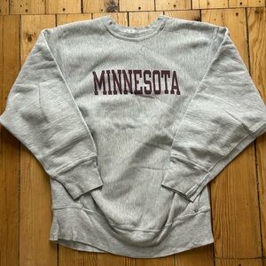 Champion Reverse Weave Gray Crewneck Sweater University of Minnesota